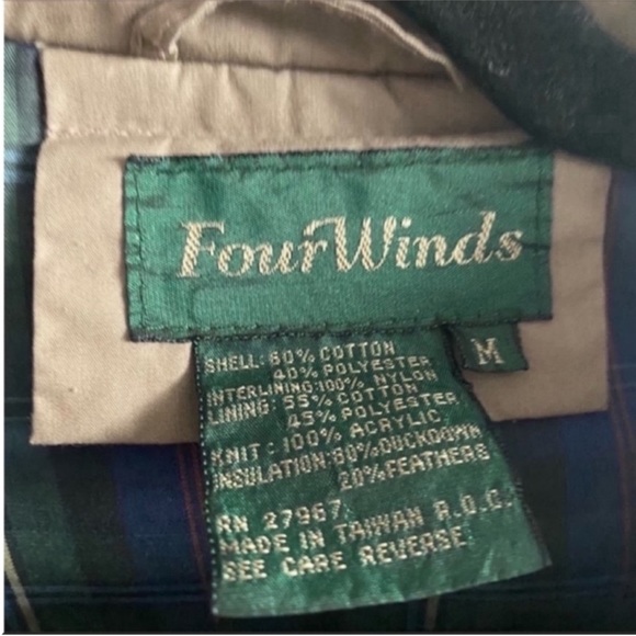 Men's Tan Brown Plaid Lined Puffer Jacket Size Medium - Picture 6 of 7